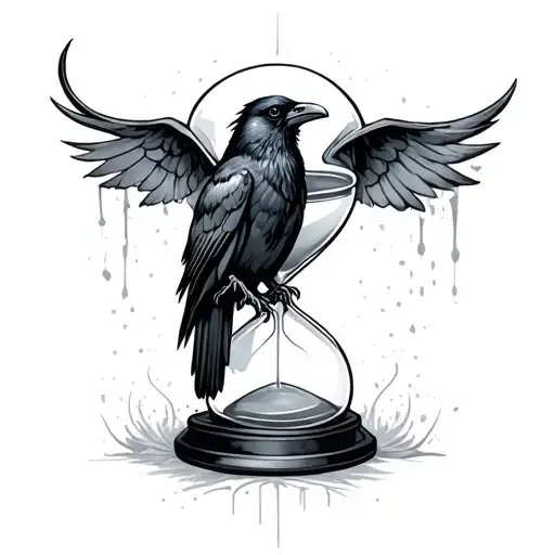 Raven On Hourglass
