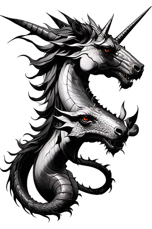 Unicorn And Dragon Faced With An Infinity By Joining Them