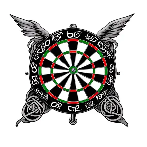 A Dartboard With A Larger Circle Around The Outside And A Celtic Design Within The Outer Circle