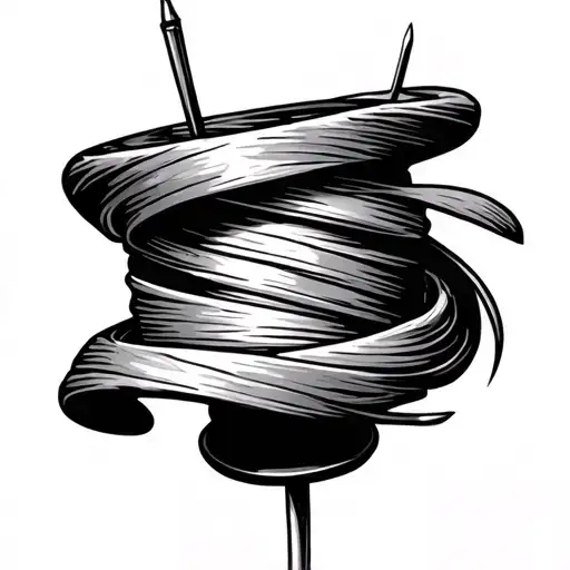 Spool And Needle Intertwined