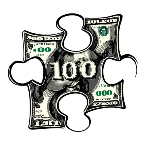 Puzzle Piece Featuring 100 Dollar Bill