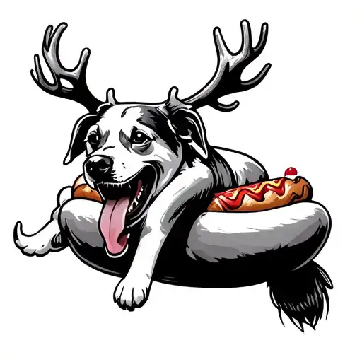 A Tooth Riding A Hot Dog With Antlers