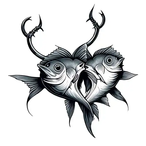 2 Fish Hooks Making A Heart