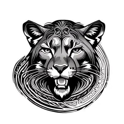 Mountain Lion With Pachamama Spiral