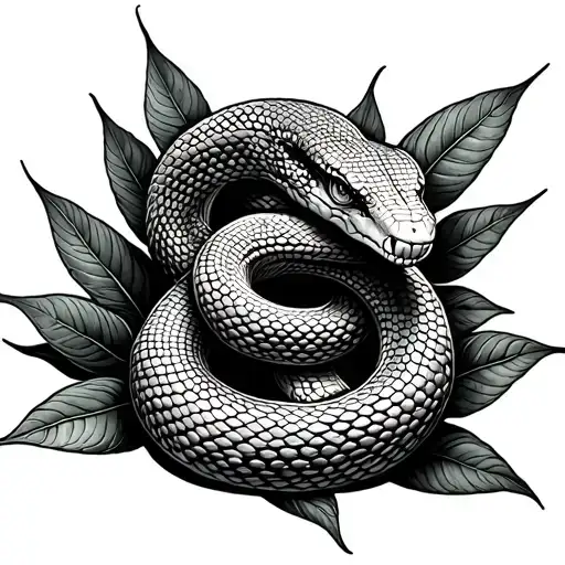 Snake Made Up Of Coca Leaves