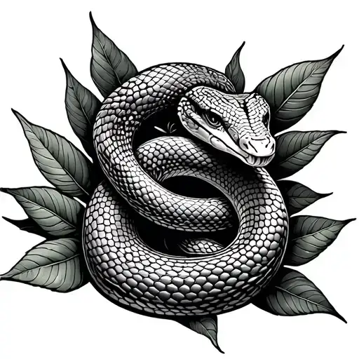 Snake Made Up Of Coca Leaves