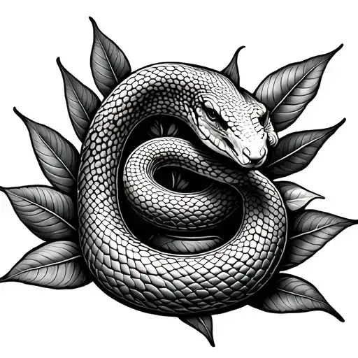 Kind Snake Made Up Of Coca Leaves Intertwined