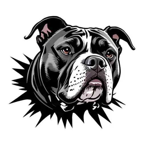 Fierce Pitbull Looking Straight With Background