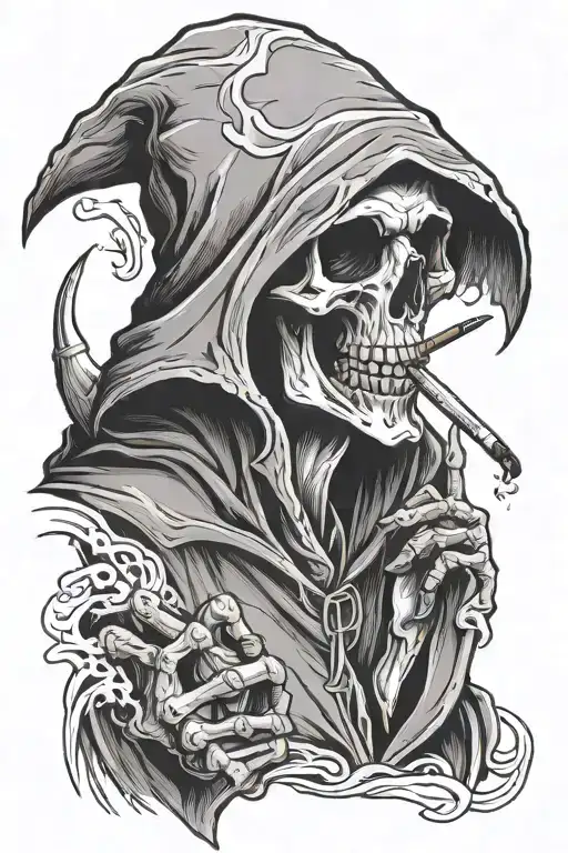 Grim Reaper Smoking Cigarette