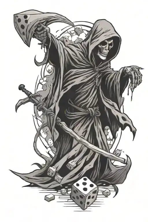 Grim Reaper Rolling A Pair Of Dice