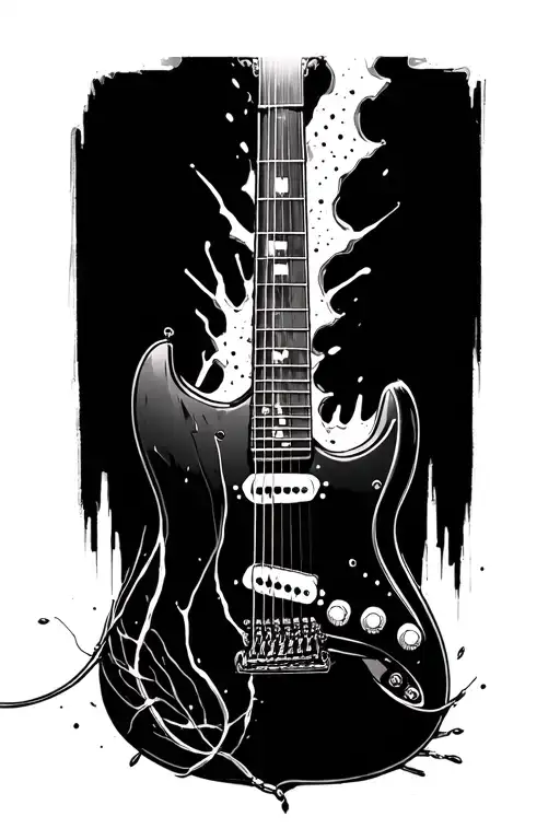 Guitar Neck Breaking Through The Skin With Guitara Cables Running Into Veins