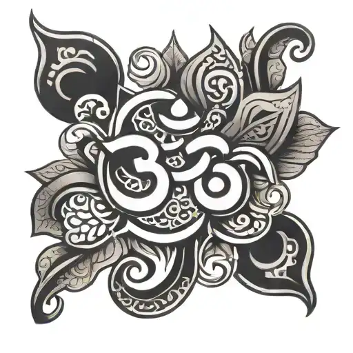 Om Trishul Dumroo Tattoo Design