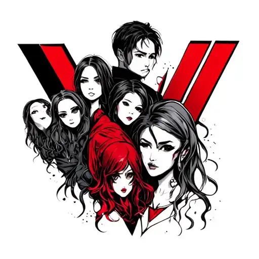 Veeskimafiafamily V In Red M In Red F In Red