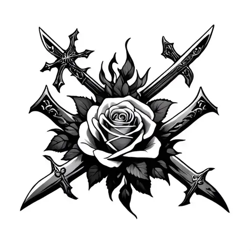 Roses Swords Crosses Fire