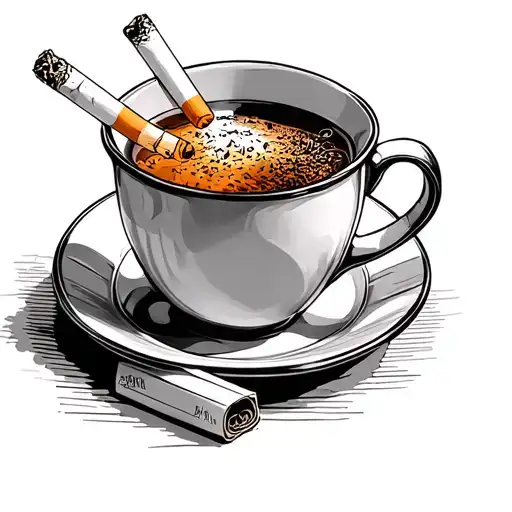 Pack Of Cigarettes And A Cup Of Tea