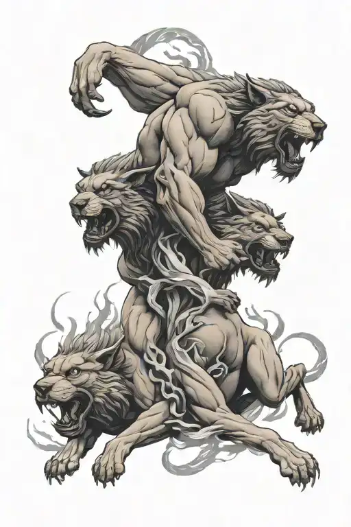Zeus An Cerberus With Lightning Strikes On The Full Arm