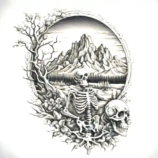 Skeleton As A Mountain Landscape