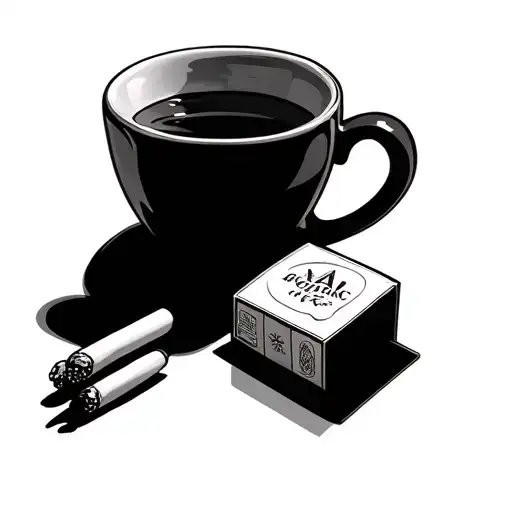 Cup Of Tea And Pack Of Cigarettes Standing Straight