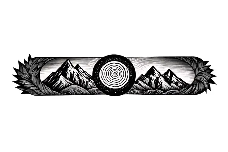 Pachamama Spiral With Mountain Outline Intertwined