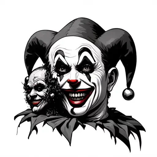 Dark Court Jester Holding The Ripped Off Head Of A Clown