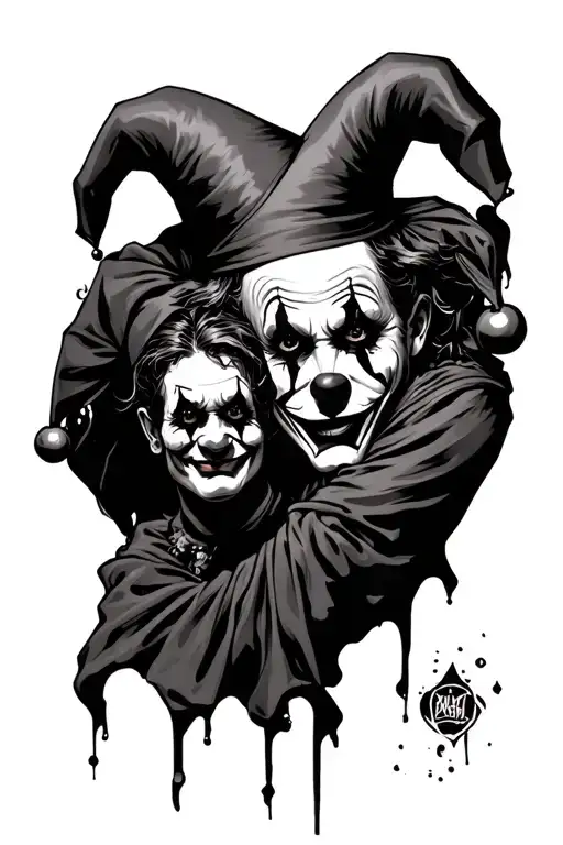 Dark Court Jester Holding The Ripped Off Head Of A Clown