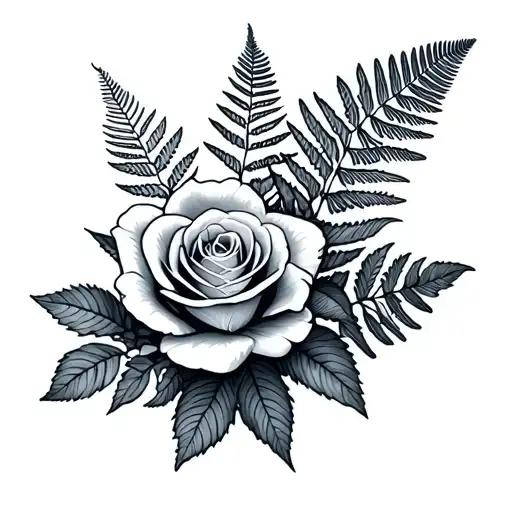 Yorkshire Rose Intertwined With Silver Fern