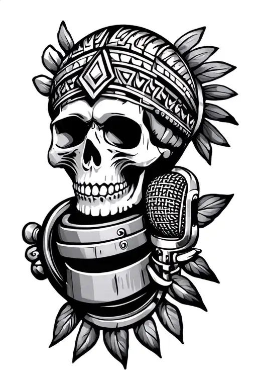 Aztec Skull Microphone Surrounded