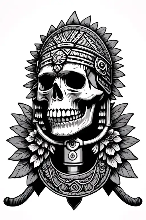 Aztec Skull Microphone Surrounded