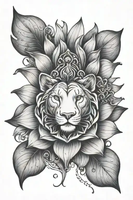 A Realistic Lotus With Lion Head Sleeve