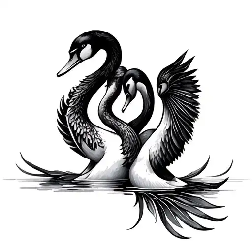 Black And White Swan Together