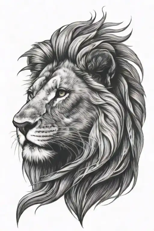 A Realistic Lion Sleeve Tattoo Design Combining Elements