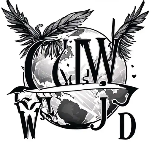 Family Tatto With Initials C K S J D And A Large W Inspired By World Travel