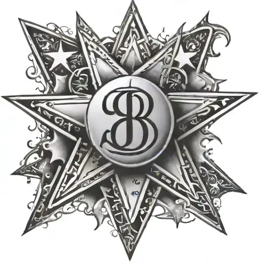 Number 8 And 5 Point Star Made