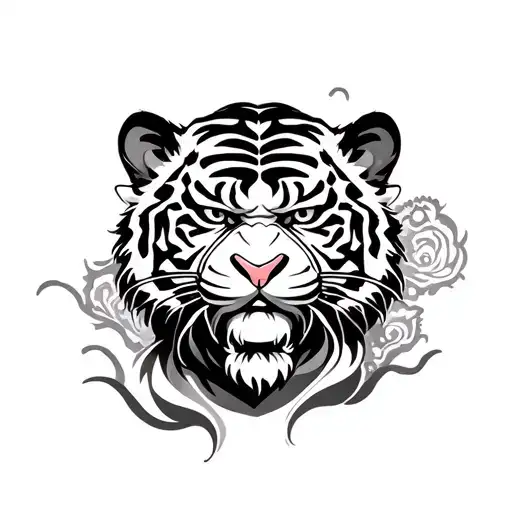 Japanese Tiger And Monkey And Heeron