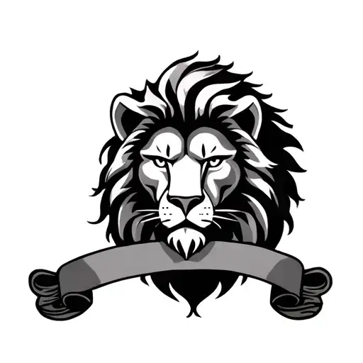 Half Lion Face With Scroll