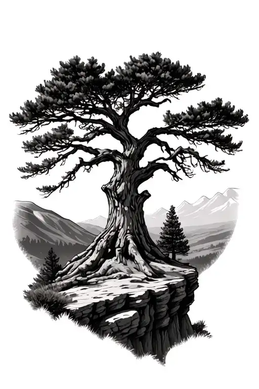 Bristlecone Pine On A Cliff Edge Overlooking