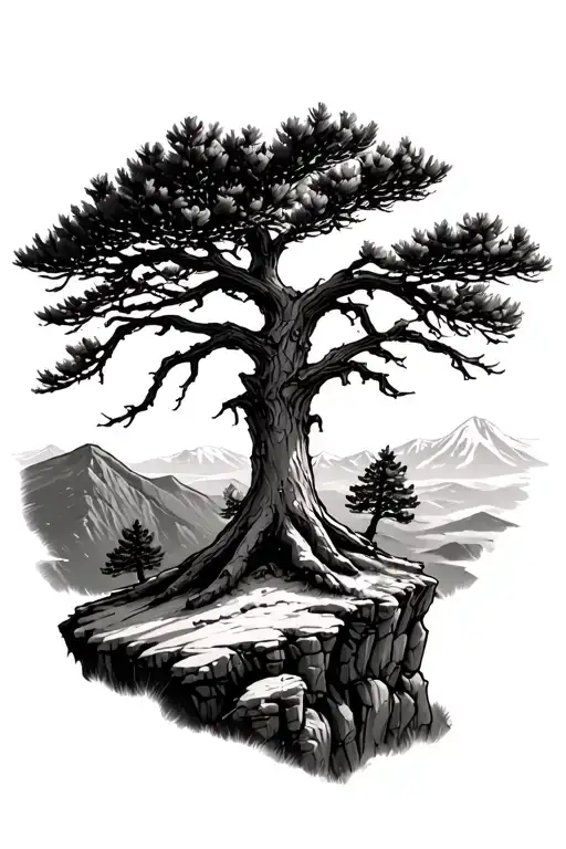Bristlecone Pine On A Cliff Edge Overlooking
