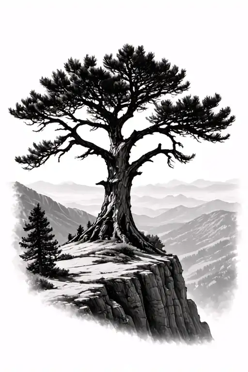 Bristlecone Pine On A Cliff Edge Overlooking