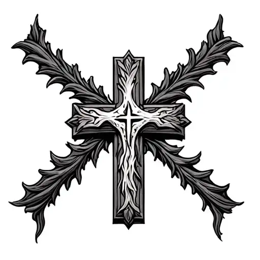 Tooled Leather With Cross Surrounded