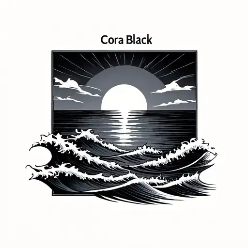 Sunrise With Sun And Wave And The Name Cora