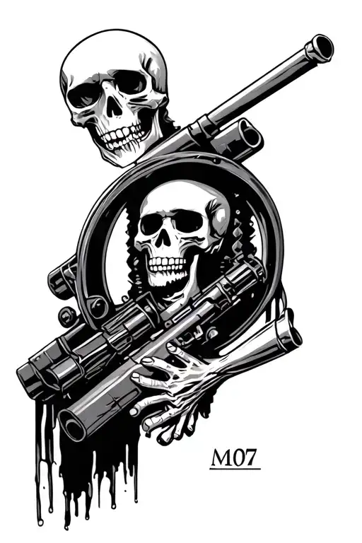 Skeleton Holding M107 Artillery Round