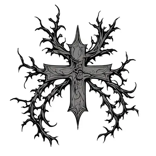 Orthdox Cross Tattoo With Vines