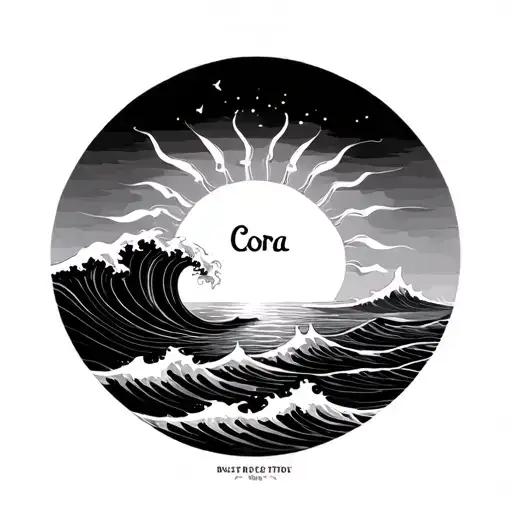 Minimalist Sun And Wave And The Name Cora