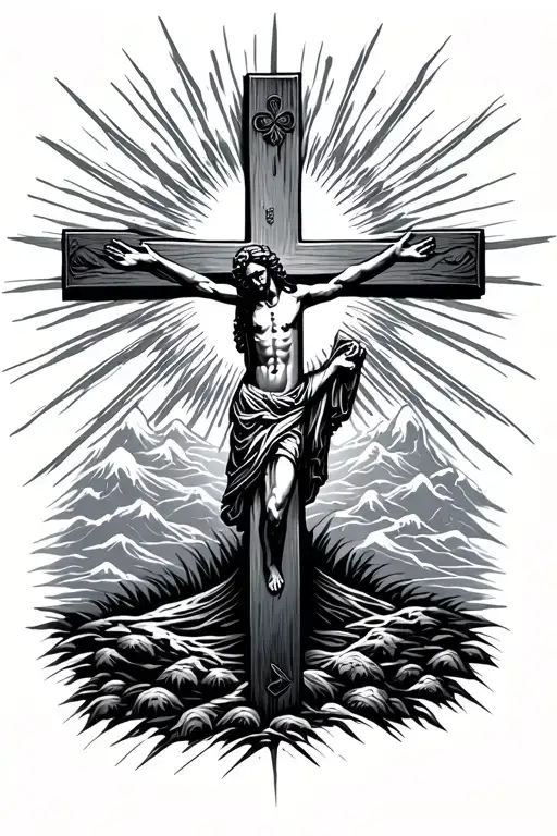 Christ Cross With Sun Rising