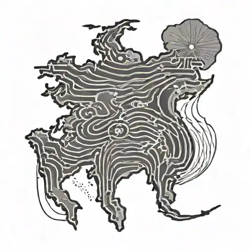 South East Asia Map Tattoo Design With Lines Across It Like Its From A Picture Of A Globe