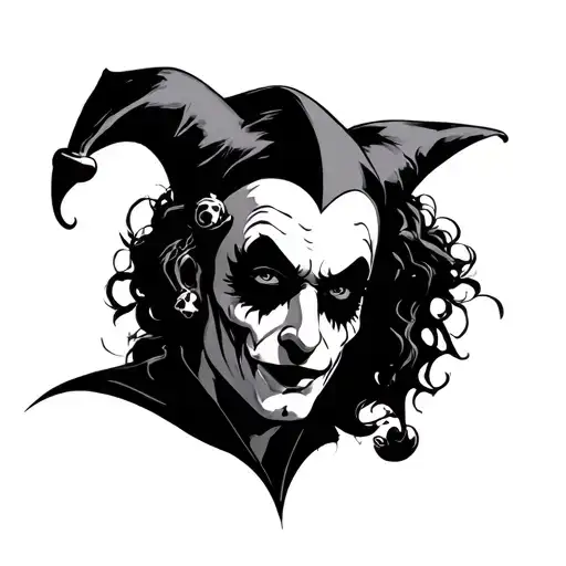 Do A Jester Tattoo But With Cybersiglism Lines Style