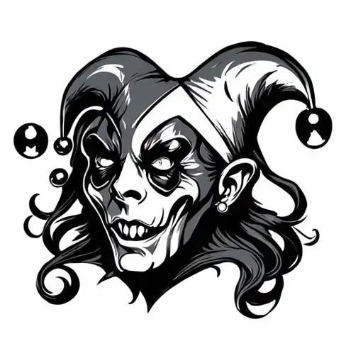 Jester Tattoo With Cybersiglism Lines Style