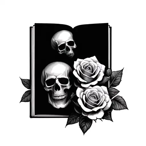 Skulls Roses Open Book