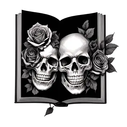 Skulls Roses Open Book Rip