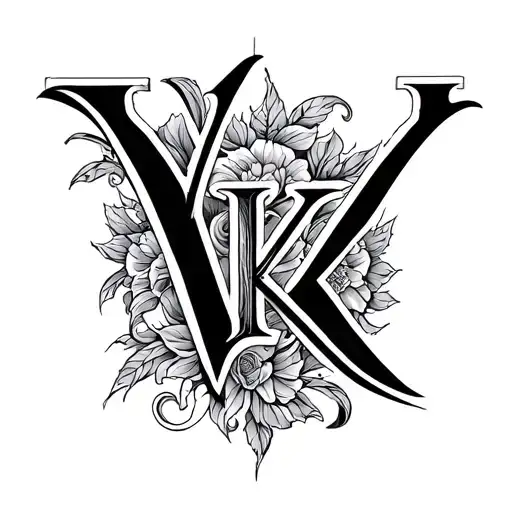 Design Combained With Initials V K S H G P Carved
